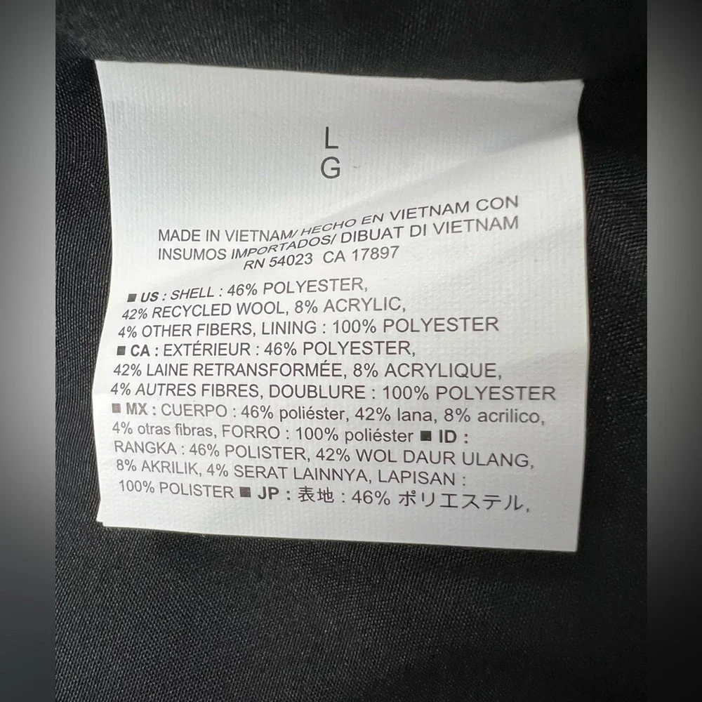 Old Navy Women’s Large Blue Black Plaid Double Breasted Mid Length Wool Peacoat - Picture 6 of 10